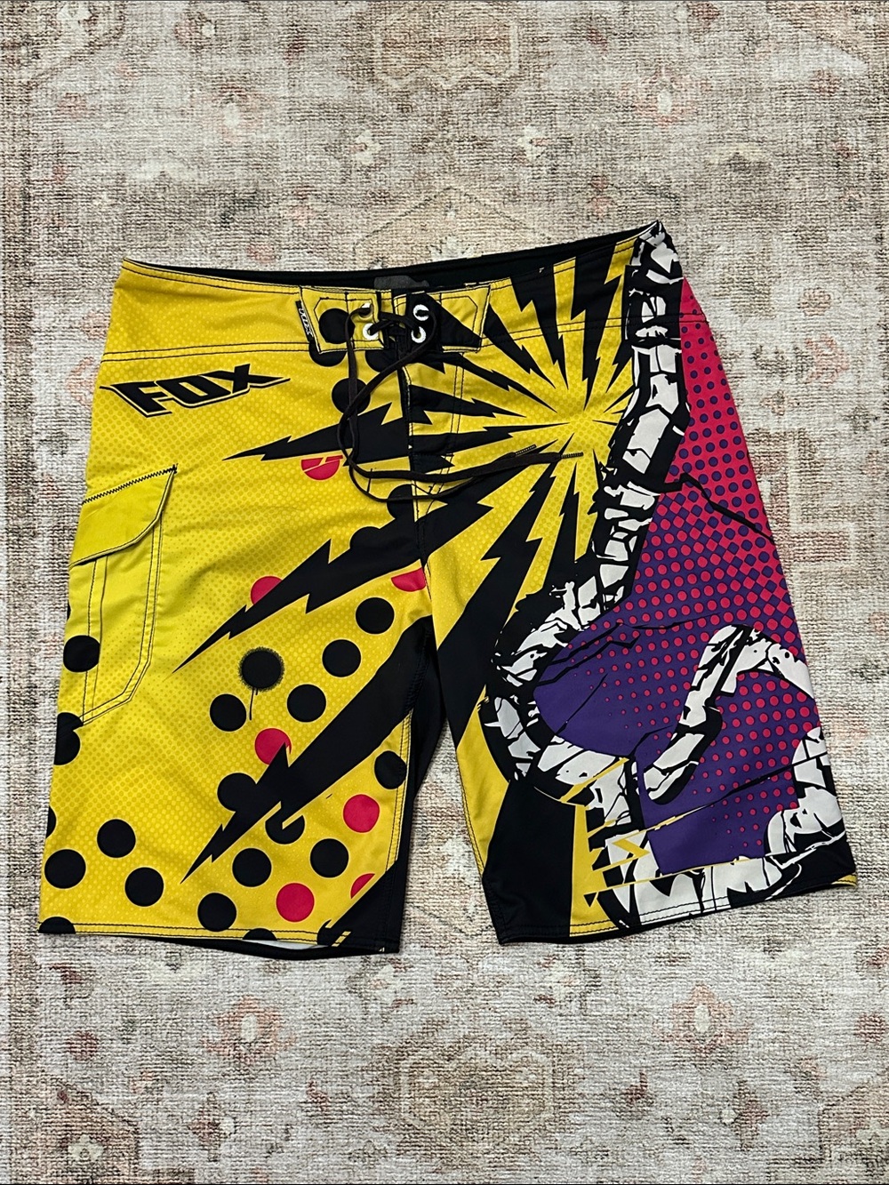 Men’s Vintage Fox Head Racing Size 38 Swim Trunks